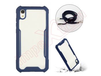 Blue and transparent case with lanyard for Huawei Y5 2019 (AMN-LX9)
